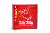 Cobra Multi Texture Dotted and Ribbed  3's  Condom- strawberry