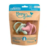 Dr Brown's HappyPaci Silicone One-Piece Soother, Pink and Green, 2-Pack PS12007-INTL( 0-6m)